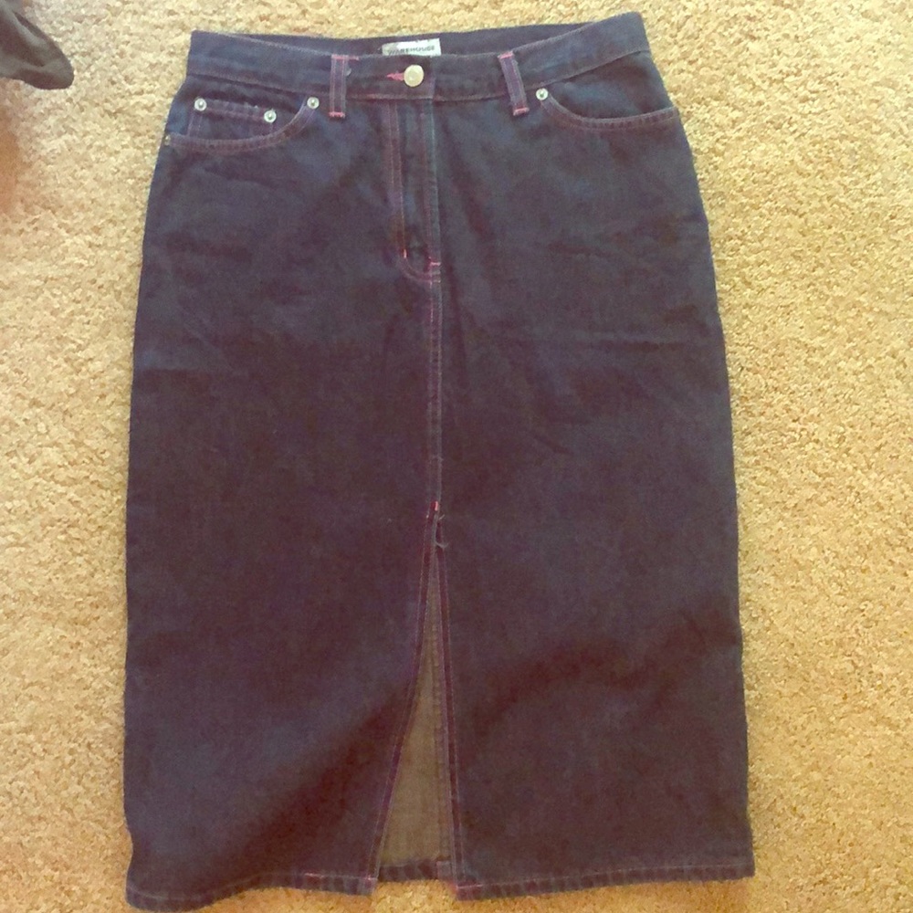 Warehouse denim front slit skirt